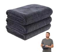 Jeeeun 2+1 PCS Magic Dry Twist Weave Microfiber Car Towel, Microfiber Towels for Cars, Streak-Free, Ultra-Absorbent, Scratch-Safe for Any Vehicle (3pcs 11.8 * 15.7in)