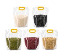 Jeeeun Airtight Grain Storage Bags with Handle, Stand Up Food Storage Containers with Screw Cap and Funnel, Leak Resistant Large Capacity Bags for Rice, Flour, Cereal, Beans and Dry Goods (2.5L)