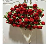 Jeeeun Bouquet Blanket, Diy Handmade Rose Blanket, Crochet Rose Blanket, Blanket That Turns Into a Flower Bouquet Crochet (Milky White + Red Rose)
