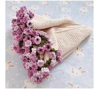 Jeeeun Bouquet Blanket, Diy Handmade Rose Blanket, Crochet Rose Blanket, Blanket That Turns Into a Flower Bouquet Crochet (Khaki White + Rainbow Purple)