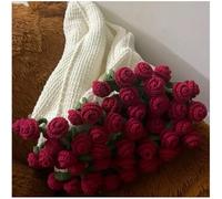 Jeeeun Bouquet Blanket, Diy Handmade Rose Blanket, Crochet Rose Blanket, Blanket That Turns Into a Flower Bouquet Crochet (White + Red Rose)