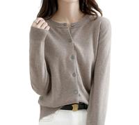 Jeeeun Cashmere Cardigans for Women, Cashmere Cardigan, Crochet Sweaters for Women (Dark Camel,X-Large)