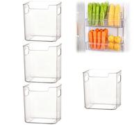 Jeeeun Crystal Clear Freezer Storage Bins, Stackable Clear Plastic Freezer Organizer Bins, Pantry Organizers and Storage Neat & Durable for Frozen Food Meat Veggies (4PCS Transparent,S)