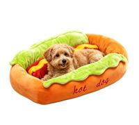 Jeeeun Hot Dog Dog Bed, Plush Bun Pet Bed With Removable Washable Cover, Soft Cozy Non Slip Indoor Bed For Small Pets And Puppies (L)
