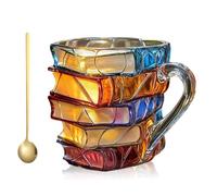 Jeeeun Painted Book Mug, Novelty 3D Painted Books Coffee Mug, Colored Acrylic Novelty Mugs with Literary Flair, Unique Gift for Book Lovers Readers Librarians Writers (1pcs)
