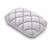 Jeeeun Puff Pillow, Marshmallow Pillow with Breathable Waffle Texture, Fluffy Soft Support for Bedroom Dorm Guest Room (Gray,Medium pillow 1000g)