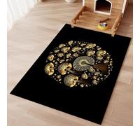 JEEGIU Golden Mushroom Circle Kitchen Mats Cushioned Comfort Mat for Home & Office Ergonomically Engineered Memory Foam Kitchen Rug Waterproof Non-Skid,Home,3x6ft/36x72in/90x180cm