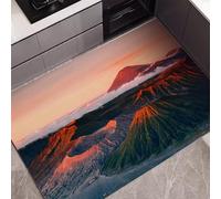 JEEGIU Red Volcano Peaks Kitchen Rug, Waterproof Non-Slip Kitchen Mats Heavy Duty Comfort Foam Rug for Kitchen, Floor, Laundry,5x7ft/60x84in/150x210cm