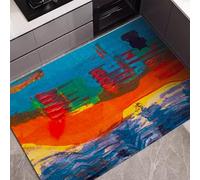 JEEGIU Teal Orange Abstract Kitchen Mats Cushioned Comfort Mat for Home & Office Ergonomically Engineered Memory Foam Kitchen Rug Waterproof Non-Skid,Home,3x6ft/36x72in/90x180cm