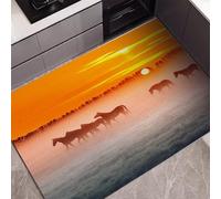 JEEGIU Yellow Dawn Horses Kitchen Mats Cushioned Comfort Mat for Home & Office Ergonomically Engineered Memory Foam Kitchen Rug Waterproof Non-Skid,Home,1.5x2.5ft/18x30in/45x75cm