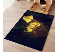 JEEGIU Yellow Glowing Fungi Kitchen Mats Cushioned Comfort Mat for Home & Office Ergonomically Engineered Memory Foam Kitchen Rug Waterproof Non-Skid,Home,5x7ft/60x84in/150x210cm