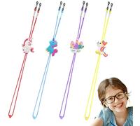 JeeGoWooss 4 Pcs Eyeglasses Strap Eyewear Retainer, Kids Glasses Holder Strap, Mask Chain Lanyard Cord, Unicorn Adjuster, Style-Random Spectacles Cord for Boys and Girls (Multicolor)