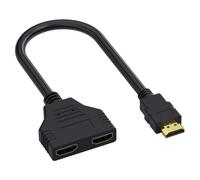 JeeGoWooss HDMI Splitter 1 in 2 Out Cable Adapter, Splitter 1 in 2 Out HDMI Splitter Cable, 1080p Male to Dual Female 1 to 2 Way Distributor for TV, HDMI HD,LED,LCD,DVD,Plug and Play (Black, 11.81in)