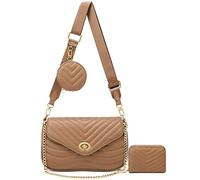 JEEHAN Quilted Crossbody Bags for women Designer Shoulder Handbags Small Purse, A3-brown