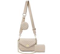 JEEHAN Quilted Crossbody Bags for women Designer Shoulder Handbags Small Purse, Ab-light Khaki