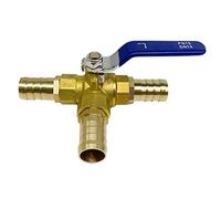 JEEIJ 1pcs L-Port 3 Way Ball Valve, 6/8/10/12/14/16/19/25mm Hose Barb Three Way Brass Valve, Connector Adapter For Water Oil Air Gas (Size : 12mm Barb)