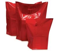 JeeJaan® 100 Pcs of Red Plastic Carrier Bags 15"x18"+3" - Strong Patch Handle Bags Ideal for Boutiques Clothes, Jewellery, Gifts, Retail and Shopping