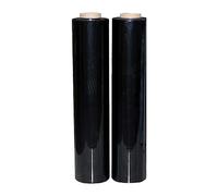 JeeJaan® 2 Rolls Black Pallet Wrap 400mm x 250m, Non-Extended, 20mu - Strong Stretch Shrink Cling Film - Ideal for Wrapping - Warehouse, Moving House & Furniture