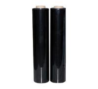JeeJaan 2 Rolls Black Pallet Wrap 400mm x 250m, Non-Extended, 20mu - Strong Stretch Shrink Cling Film - Ideal for Wrapping - Warehouse, Moving House