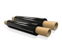 JeeJaan® 2 Rolls Black Stretch Film 400mm x 300m 20mu - 1.75kg Extended Core Strong Industrial Pallet Wrap Cling Film Water & Moisture Proof Pallet Stretch Shrink Wrap | Return Pallets Stretch Wrap