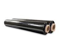 JeeJaan® 2 Rolls Black Stretch Film 500mm x 300m 17mu Standard-Core - 1.8kg Industrial Stretch Film High-Strength Pallet Wrap Cling Film for Moving and Warehousing Return Pallets