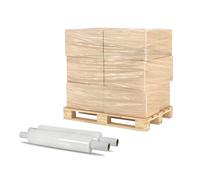 JeeJaan® 2 Rolls Clear Pallet Shrink wrap 400mm x 250m 23mu, Extended Core - Extra Strong Stretch Packaging Cling Film