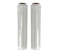 JeeJaan® 2 Rolls Clear Pallet Wrap 400mm x 250m, Non-Extended, 20mu - Strong Stretch Shrink Cling Film - Ideal for Wrapping - Warehouse, Moving House & Furniture