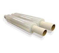 JeeJaan® 2 Rolls Clear Stretch Film 400mm x 200m 30mu Extended-Core - 1.50 kg Industrial Stretch Film High-Strength Pallet Wrap Cling Film for Moving and Warehousing Return Pallets