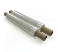 JeeJaan® 2 Rolls Clear Stretch Film 400mm x 250m 17mu Extended-Core - 1.50 kg Industrial Stretch Film High-Strength Pallet Wrap Cling Film for Moving and Warehousing Return Pallets