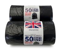 JeeJaan® 2 Rolls of 50 - Heavy Duty 100 Black Bin Bags - 70L Capacity Bin Bags- Rubbish Bags Wastage Liners Trash Bags for Kitchen Office Diy Refuse Sacks Garden Bags Made from 100% Recycled