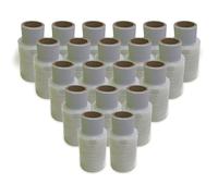 JeeJaan® 20 Rolls Clear Mini Handy Shrink Wrap 100mm x 150m 17mu - Self-Adhering Pallet Stretch Wrapper - Heavy Duty Plastic Wrap for Moving House Furniture Wrapping Film