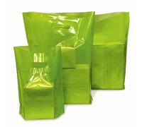 JeeJaan® 25 Pcs of Apple Green Plastic Carrier Bags 15"x18"+3" - Strong Patch Handle Bags Ideal for Boutiques Clothes, Jewellery, Gifts, Retail and Shopping
