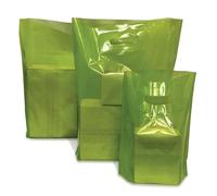 JeeJaan® 50 Pcs of Apple Green Plastic Carrier Bags 10"x12"+4" - Strong Patch Handle Bags Ideal for Boutiques Clothes, Jewellery, Gifts, Retail and Shopping