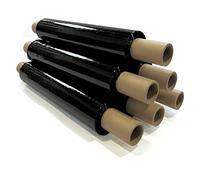 JeeJaan® 6 Rolls Black Pallet Wrap 400mm x 300m 20mu - 1.75kg Extended Core Tear Resistant Shrink Wrap & Stretch Wrap Water & Moisture Proof Industrial Cling Film Multi-Use Pallet Wrap & Furniture