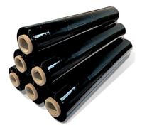JeeJaan® 6 Rolls of Black Heavy Duty Pallet Strech Shrink Wrap 400mm x 300m x 23mu - Strong Packaging Industrial Shrink Film Pallet Wrap for Moving Home, Furniture, Luggage and Parcel