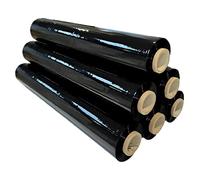 JeeJaan® 6 Rolls of Black Heavy Duty Pallet Strech Shrink Wrap 500mm x 250m x 23mu - Strong Packaging Industrial Shrink Film Pallet Wrap for Moving Home, Furniture, Luggage and Parcel