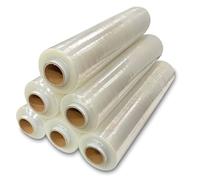 JeeJaan® 6 Rolls of Clear Heavy Duty Pallet Strech Shrink Wrap 500mm x 250m x 23mu 1.8kg - Strong Packaging Industrial Shrink Film Pallet Wrap for Moving Home, Furniture, Luggage and Parcel