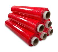JeeJaan® 6 Rolls of Red Tinted Pallet Wrap 400mm x 250m 20mu - 1.50kg Standard Core Tear Resistant Shrink Wrap & Stretch Wrap Moisture Proof Industrial Cling Film Multi-Use Pallet Wrap & Furniture