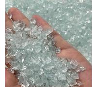 Jeejunye Curshed Glass-2lb Clear Chips for Crafts Art Resin Glass Gravel Stone Broken Glass Aquarium Garden Decoration/Fireplace 3-6mm