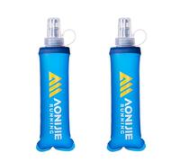 JEELAD Soft Folding Water Bottle, BPA-Free, Leak-Proof Hydration Bladder, TPU Flask for Running, Hiking, Cycling (#02 G250ml (8.45oz) - 2 Pack - TPU Water Bottle, One Size)