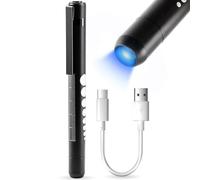 Jeemiter Cobalt Blue LED Professional Medical Penlight PenLite with Metal Clip for Ophthalmologists Doctors Nurses and Eye Examiner, Rechargeable with Built in Battery.