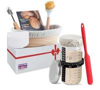 Jeensley Banneton Oval Proofing Basket Set with 2026 Leaflet, Liner and Sourdough Starter Jar Bread Making Tools Bread Making Supplies