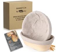 Jeensley Banneton Proofing Baskets with 2025 Leaflet Set of 2, Round & Oval Sourdough Bread Proofing Baskets with Liners, Handmade from Quality Natural Indonesian Rattan Bread Making Supplies