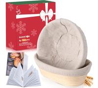 Jeensley Banneton Proofing Baskets with 2025 Leaflet Set of 2, Round & Oval Sourdough Bread Proofing Baskets with Liners, Handmade from Quality Natural Indonesian Rattan Bread Making Supplies