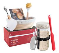 Jeensley Boxed Sourdough Starter Feeding Jar Kit with Oval Proofing Basket and Bread Making Tools Bread Making Accessories