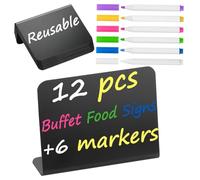 Jeenuuder 12 Pack 4 X3inch Small Food Labels for Party,Buffet Food Signs for Birthday Bakery Wedding Table Signs Food Tags