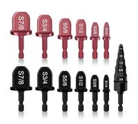 Jeenuuder 13 Piece Copper Flaring Tool Pipe Expander, Black & Wine Red Carbon Steel 1/4In,3/8In,1/2In,5/8In,3/4In,7/8In Boring Drill Bit