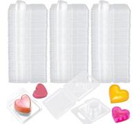 Jeenuuder 150Pack Wax Melt Container 1.3 Oz Plastic Wax Melt Set for Wax Melts Clear Wax Flip Top, Empty Candle Melt Easy Install Heart Shape