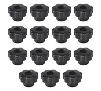 Jeenuuder 15Pcs M6 Star Knob Clamping Handle Nut Through Hole Set Brass Female Threaded Handle Screw on Knob Grip Black Plastic