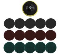 Jeenuuder 16Pcs 5Inch 3 Different Color Scrubbing Pads Drill Powered Brush Tile Scrubber Scouring Pads Cleaning Kit,Abrasive Buffing Pads Replacement 1 Pcs Hook Attachment for House Cleaning